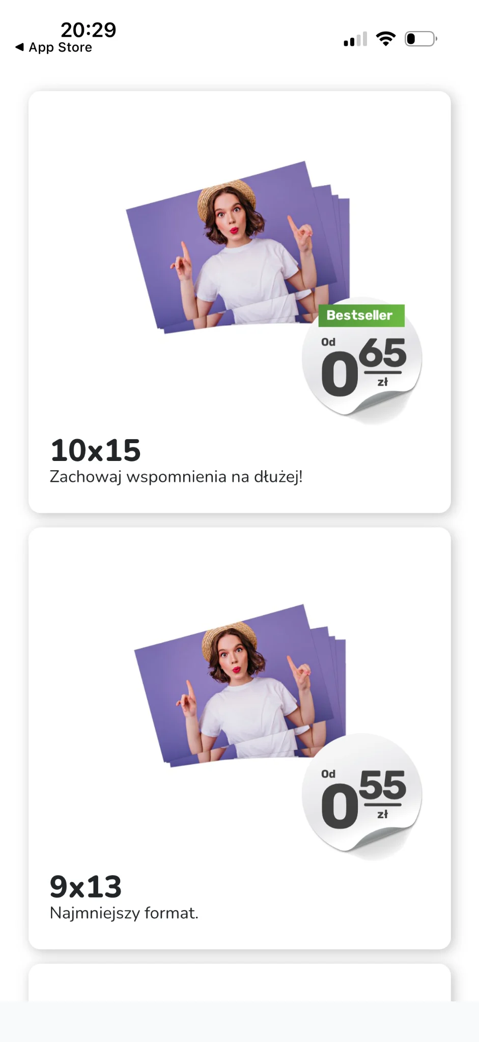 Wybór formatów odbitek 10x15 i 9x13 w Mobile Photo Kiosk